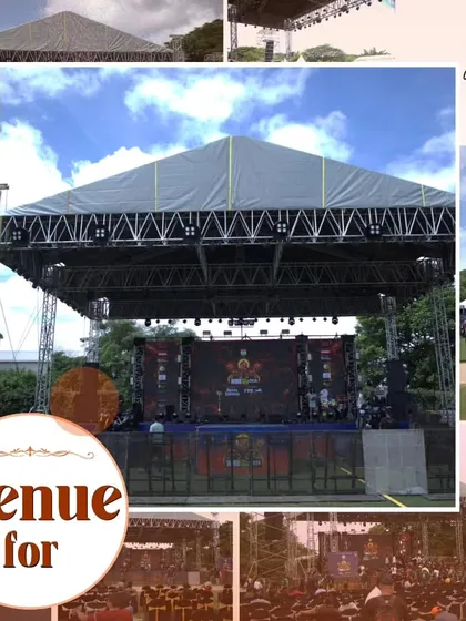 A closer look at the massive stage and trussing system being set up at Terraform. We provide the robust infrastructure required for premier live music events and performances.