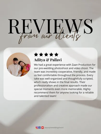 A great review from Aditya and Pallavi, who had a great experience and appreciated our well-organized and thoughtfully scripted process, which showed in the final results.