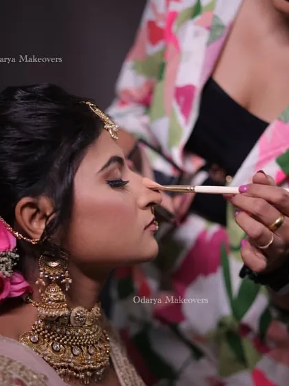 Here I am contouring the nose to add definition. This is a crucial step in creating a sculpted, photogenic look that looks amazing from all angles.