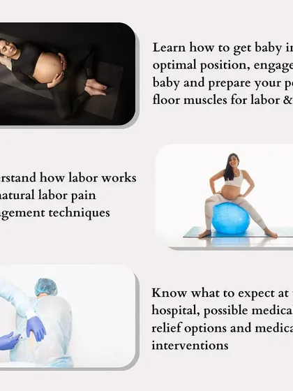 I provide a clear, three-part approach to birth preparation, covering physical, mental, and medical aspects.