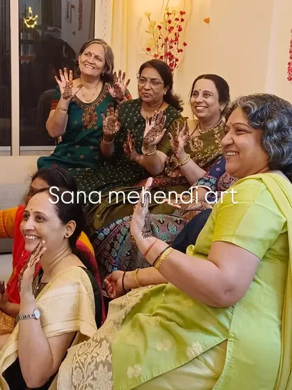 My team and I love being part of your festival celebrations. Here are some of our happy clients showing off their mehndi during a group booking, all ready for the festivities.