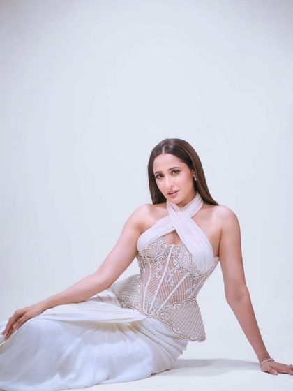 Pragya Jaiswal looks effortlessly chic in a signature look from the 'Prismatic Symphony' collection, featuring a constructed corset and French knot skirt.