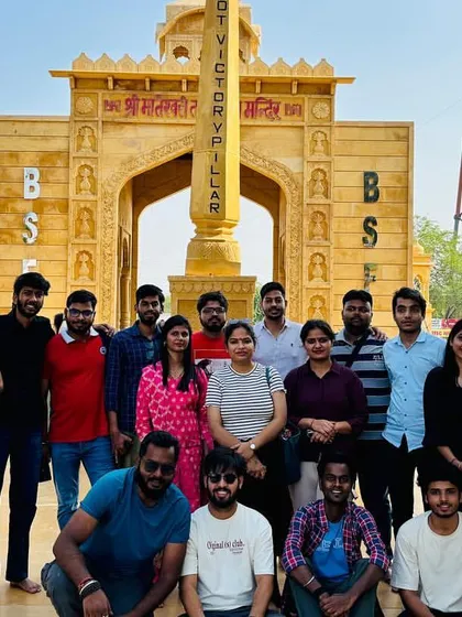Our group at the Tanot Mata Temple near Longewala. We cover all the important spots on our trips.