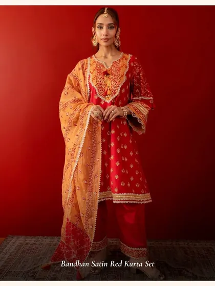 Another chance to see the stunning Bandhan Satin Red Kurta Set. This is a top pick for the festive season, and it's a deal of the day.