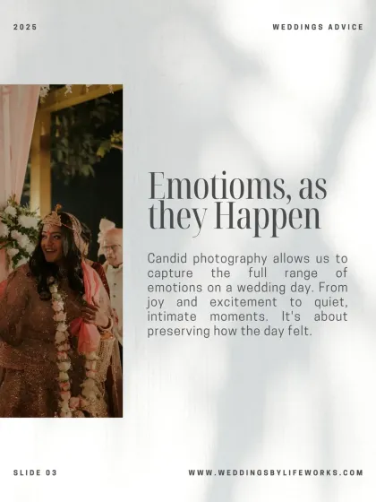 "Emotions, as they Happen." Candid photography allows me to capture the full range of feelings on a wedding day. From loud joy to quiet, intimate moments, it's about preserving the true feeling of the day.