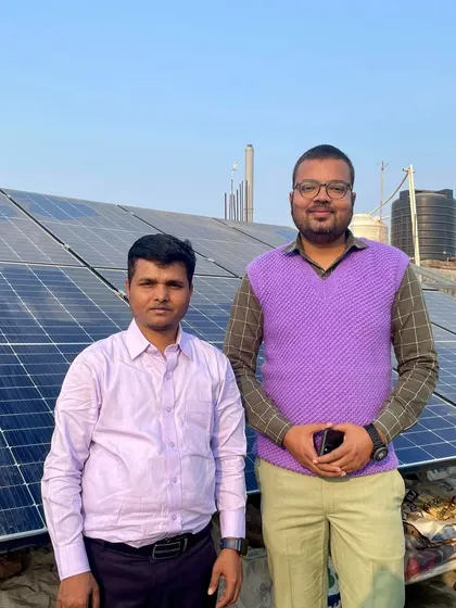 Our local partner and a school representative in Begusarai, showcasing the successful collaboration that brought clean energy to their students. We work closely with clients to deliver the best results.