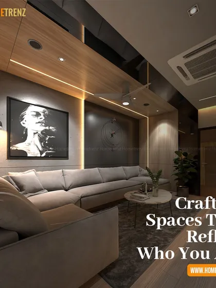 I believe in crafting spaces that reflect your personality. This living room is a perfect example, with its custom L-shaped sofa, dramatic wall art, and layered lighting creating a space that is both sophisticated and deeply personal.