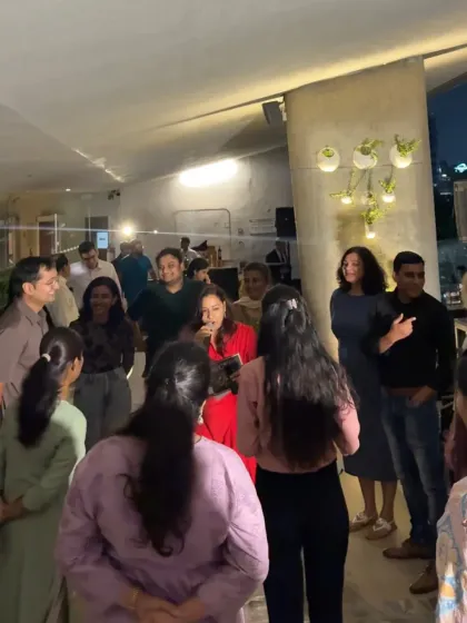 Interacting with the Hindustan Unilever team during their gala dinner. I make it a point to engage with smaller groups to ensure everyone feels included in the fun.