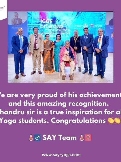 Chandru Sir is a true inspiration for all yoga students. This recognition from Rotary International is a wonderful acknowledgment of his passion and expertise. Congratulations!