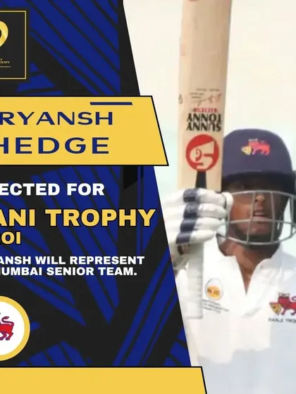 Suryansh Shedge joins the Mumbai Senior Team for the Irani Trophy. His consistent performances have earned him a well-deserved spot.