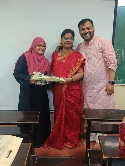 Sharing a moment of festive joy. Our diverse family of students and teachers celebrates every festival with equal enthusiasm.