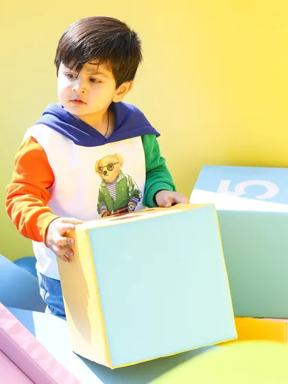 Building and stacking our soft number blocks is a great activity for learning and fun.