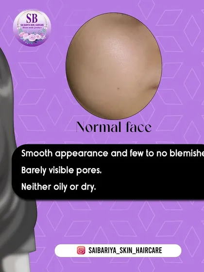 A visual guide to normal skin. It's well-balanced, with a smooth texture and minimal imperfections. The goal of skincare is to maintain this healthy balance.