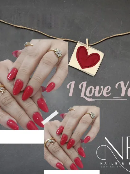 A classic red manicure is our love language. This collage celebrates the timeless beauty of a perfect red nail.