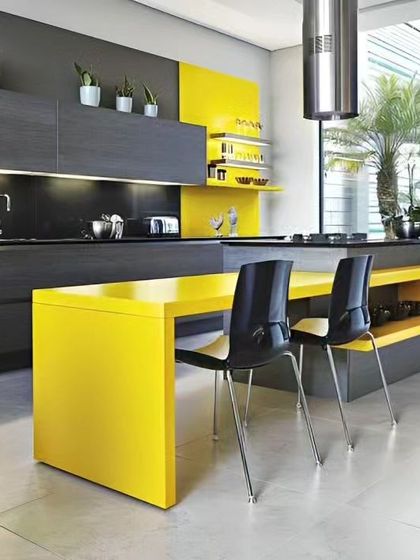 Modular Kitchen - Modular Home Interiors Modern Kitchens with Islands & Breakfast Bars photo 26