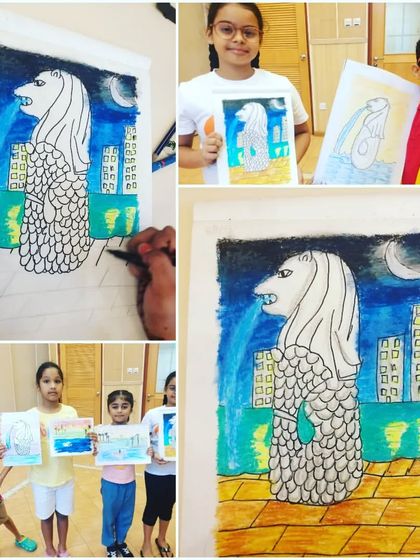 A collage showcasing the creativity of our students of all ages, who drew Singapore's Merlion to celebrate National Day.