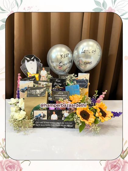 A beautifully framed shot of the Groom To Be Hamper. It's a perfect gift for a bachelor party or from the bride to her future husband.