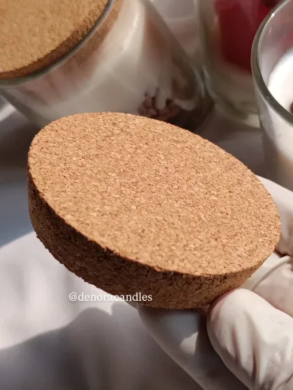 Another shot of the cork lid, showcasing its texture. These are available for bulk jar candle orders.