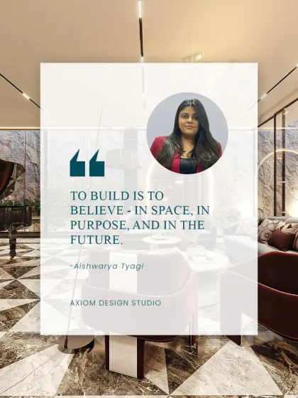 A quote from Aishwarya: "To build is to believe in space, in purpose, and in the future."