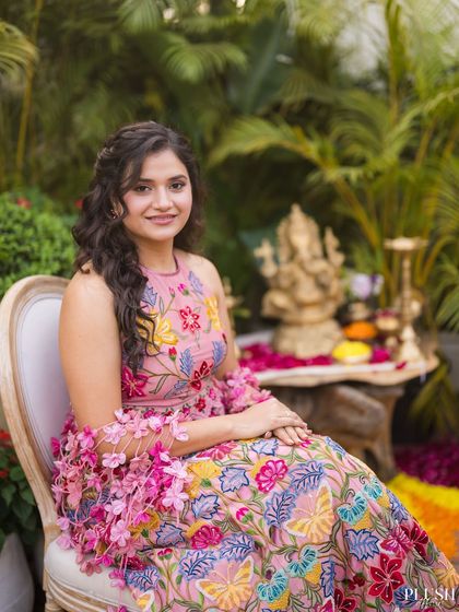 A beautiful portrait from Yogita's Mehendi. The makeup was kept natural and glowing to let her happiness and the stunning, colorful outfit be the main focus.