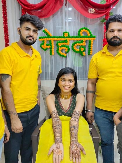 Another group of my talented artists with a happy bride.