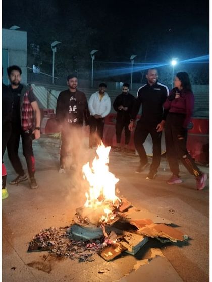 Dancing around the bonfire during our Lohri event, a perfect blend of tradition and community fun.
