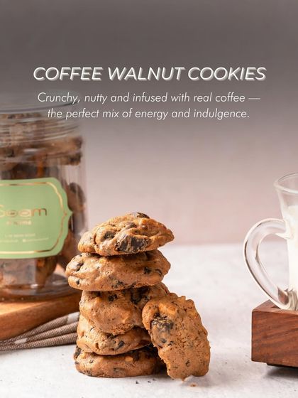 My Coffee Walnut Cookies are a mom-approved favourite. Infused with real coffee, they offer a delightful crunch and nutty flavour in every bite.