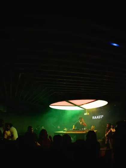 The calm before the storm. A moment of green-lit quiet as the crowd anticipates the next big drop during my set in Nagpur.