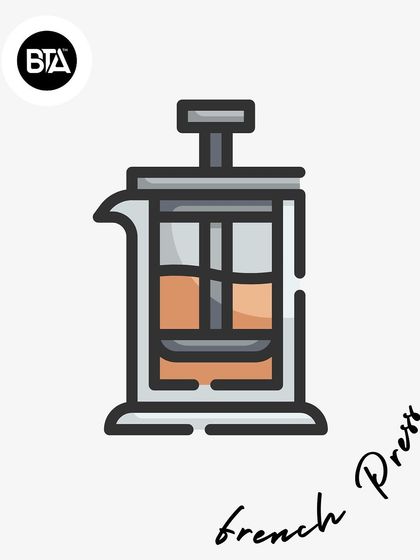 An icon representing the French press brewer. It's a classic immersion method that's easy to use and produces a full-bodied coffee.