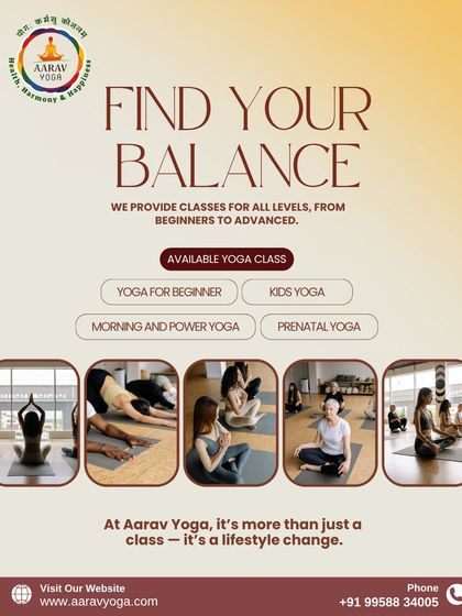 A complete overview of our class offerings, including yoga for beginners, kids yoga, power yoga, and prenatal yoga. This collage shows the variety of practices available at our studio.