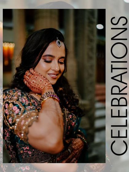 A beautiful close-up of the bride during her reception, capturing the intricate details of her henna and her serene expression.