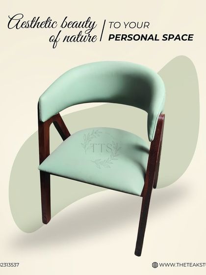 This chair brings the aesthetic beauty of nature indoors with its gentle curves and mint-green upholstery. The dark wooden frame provides a beautiful contrast, creating a piece that is both calming and stylish.
