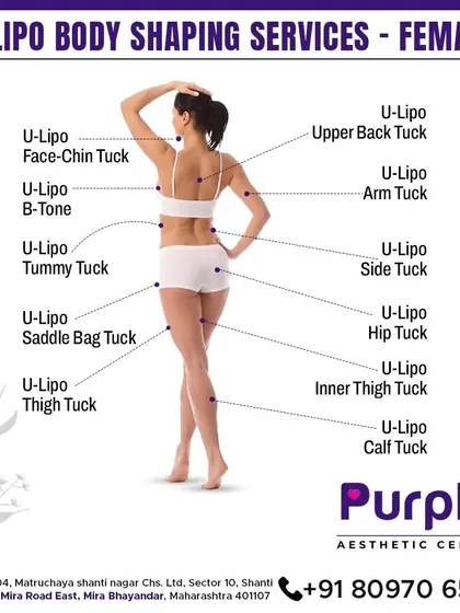 A detailed look at the U-Lipo body shaping services we provide for women. We can target everything from the upper back and saddlebags to the inner thighs and hips for a complete transformation.