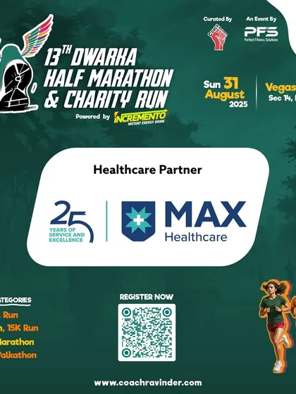 Proud to have Max Healthcare as our Healthcare Partner for the Dwarka Half Marathon, with 25 years of service and excellence.