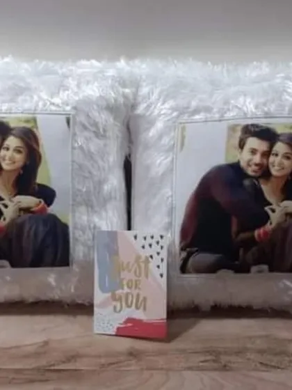 A closer look at the two personalized fur pillows we created for the stars of 'Parineetii', sent by their admirers.