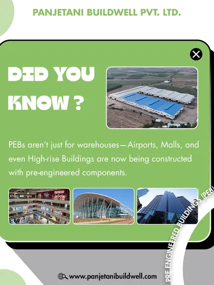 Did you know PEBs are not just for warehouses? The versatility of pre-engineered components allows us to construct complex structures like airports, malls, and even high-rise buildings with greater efficiency.
