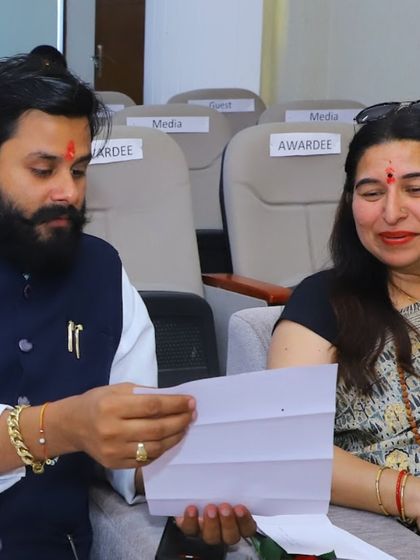 Discussing the program details at the Yog Ratn Award event. Every event is an opportunity to connect with fellow practitioners and share our passion for yoga.