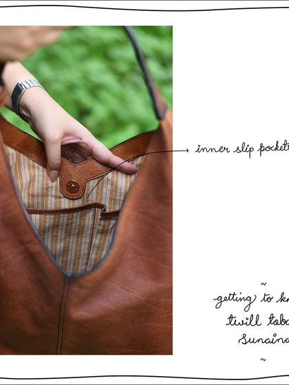 The spacious interior of the Sunaina hobo includes slip pockets for easy access to your phone and other items.