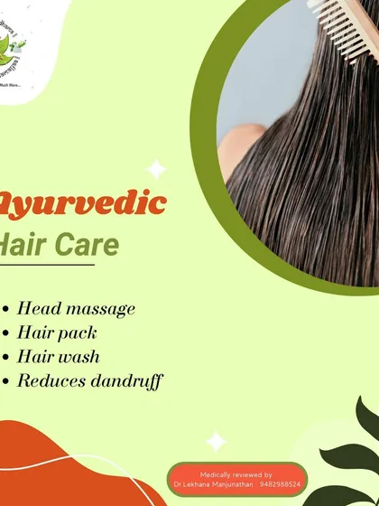 I offer a complete range of Ayurvedic hair care solutions to address common concerns. My services include nourishing head massages, strengthening herbal hair packs, and specialized treatments to reduce dandruff and promote healthy hair growth.