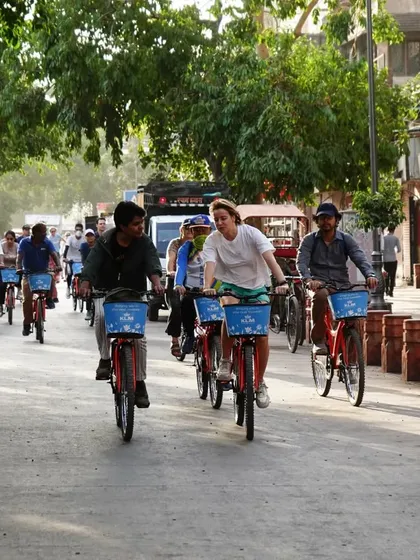 The Australian Deputy High Commissioner, Mr. Nicholas McCaffrey, enjoys a ride with us through Old Delhi on World Bicycle Day.