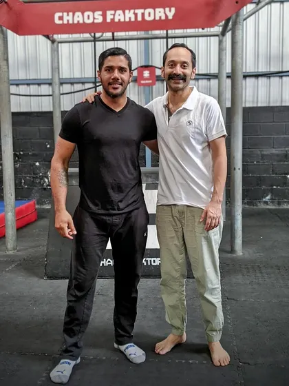 With Fahadh Faasil at Chaos Faktory during his initial fight training sessions for 'Avesham'. It's always an honor to work with such a dedicated and talented actor.