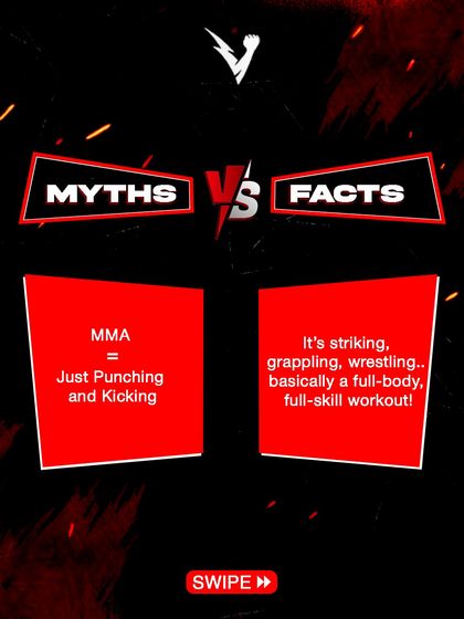Myth: MMA is just punching and kicking. Fact: It's striking, grappling, and wrestling. A full-body, full-skill workout.