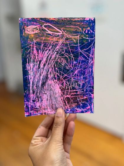 This energetic, multi-layered piece shows how expressive and fun abstract art can be for children.