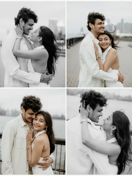 A collage of moments from their post-proposal session. From sweet glances to joyful smiles, these portraits capture the beginning of their forever story, all within minutes of getting engaged.