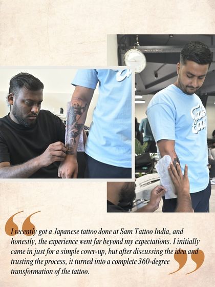 Gaurav's experience went beyond his expectations. By trusting the process, his idea for a simple cover-up evolved into a full 360-degree transformation of his tattoo.
