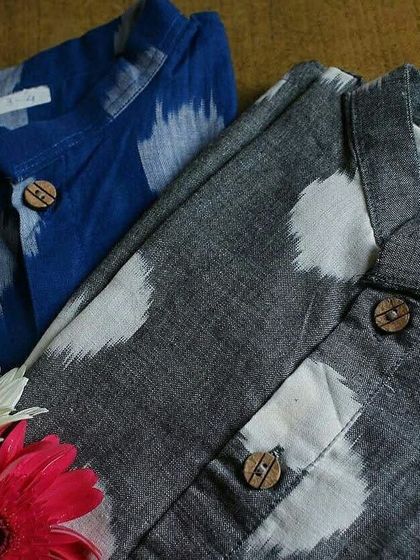 A look back at some of my firsts. This picture shows my first batch of Ikat shirts, a style that has become a signature for the boys' collection and is loved by so many moms.