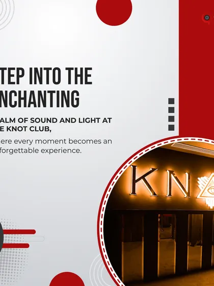 A look at the custom-lit signage and entrance for The Knot Club. The first impression matters, and we ensure the experience begins before your guests even step inside with inviting and on-brand lighting.