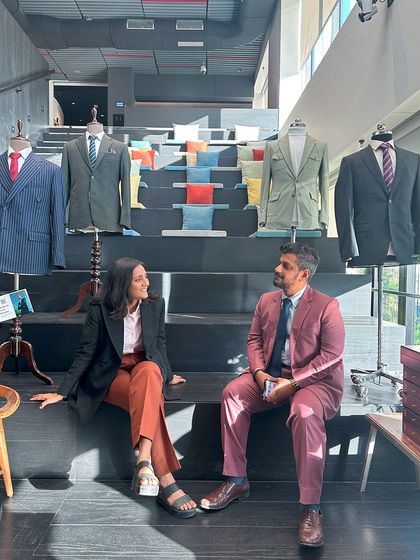 Our founders, captured during a moment of conversation at the BCG trunk show. We believe that great style is a partnership, built on understanding and a shared passion for detail, dedication, and design.