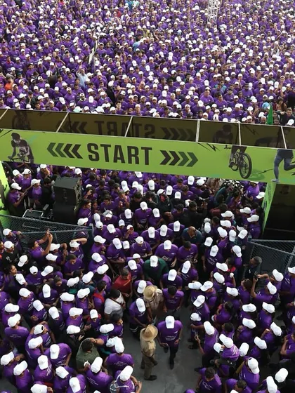 An aerial view of the thousands of participants I helped energize at the starting line of the Safe-A-Thon. I have proven experience managing and engaging crowds of this immense scale.
