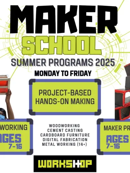 Our Maker School summer programs offer project-based, hands-on making for ages 7-16. Choose between the dedicated woodworking program or the multi-material maker program.